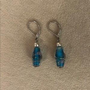 Vibrant Blue & Silver Earrings with Lever-Backs bought in Venice